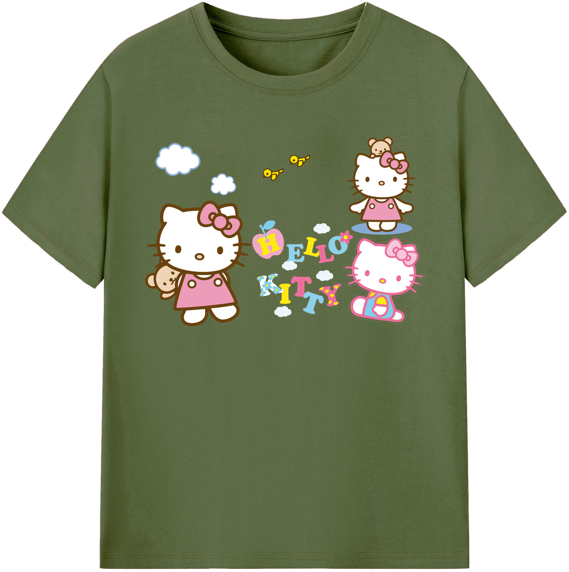 （画像用） Hello Kitty ハローキティ 綿100％半袖Tシャツ（フロントプリント）